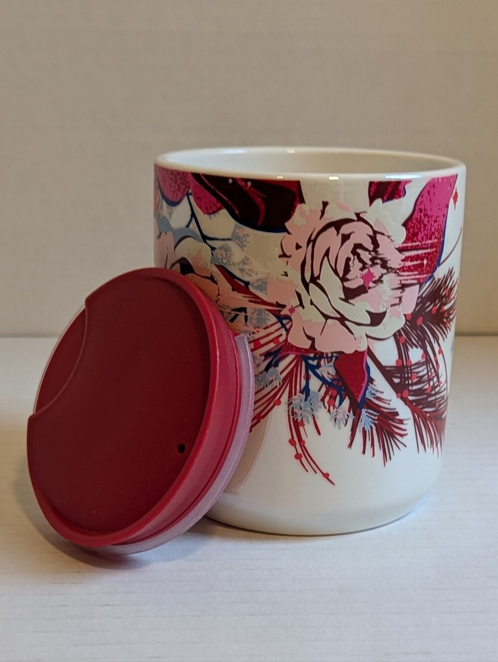 Starbucks Holiday 2023 Ceramic Double-Walled Roses & Pinecones 8 oz Tumbler NEW